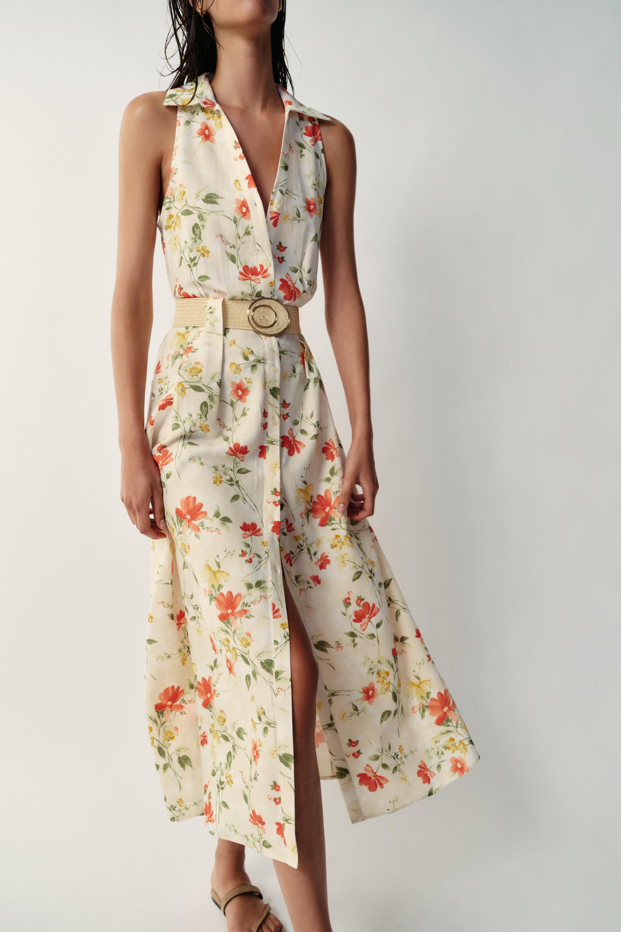 ROBE MI-LONGUE IMPRIMÉE AVEC CEINTURE